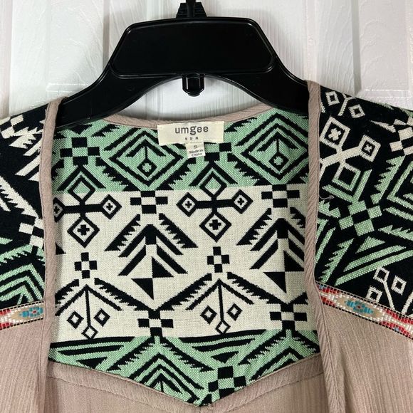 Umgee Womens Tan Aztec Waterfall Western Print Vest Small - Picture 2 of 4